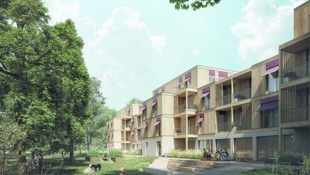 Visualisierung eines Wohnprojekts in Holz- und Holzhybrid-Bauweise