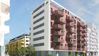 Visualisierung des Wohnprojekts Viola Park, Bauplatz 3, des Bauträgers AEAG im 10. Bezirk, mit Straßenblick